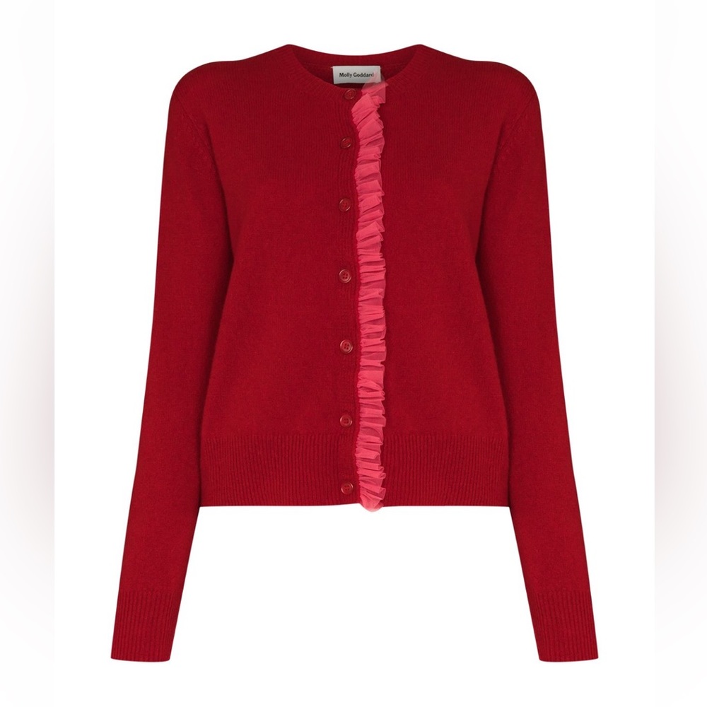 NWT Molly Goddard red ruffled Cardigan